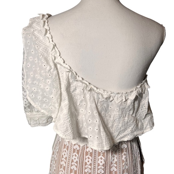 For‎ Love & Lemons White Lace Lovebird Mini Dress Size Large Pockets Flirty NWT - Picture 12 of 16
